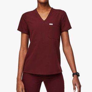Figs Catarina Scrub Top Burgundy Size M
